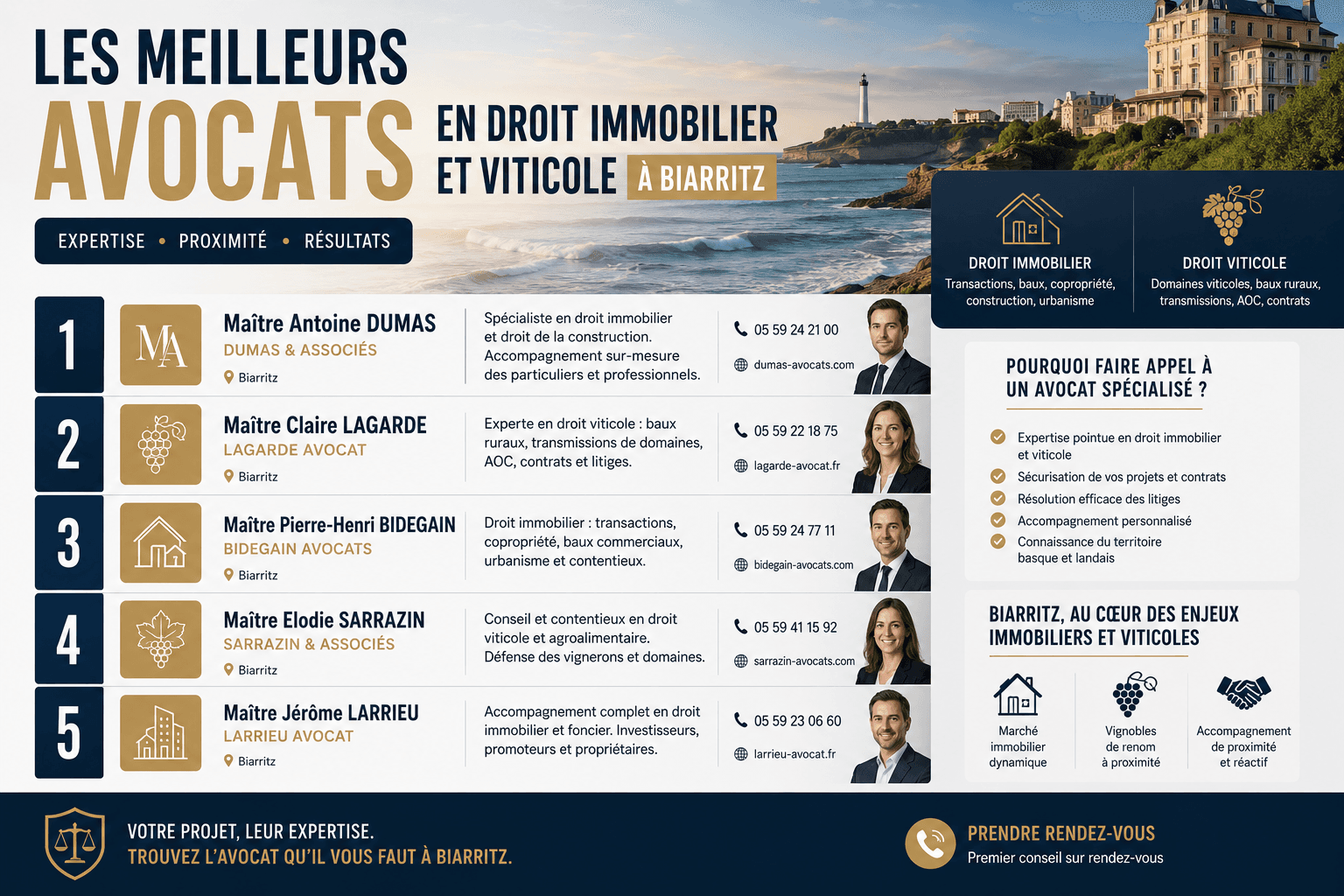 Les meilleurs avocats en droit immobilier et viticole à Biarritz