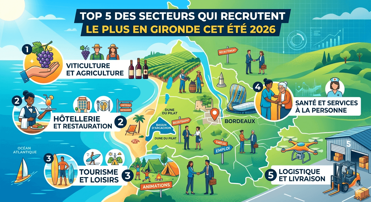 Top 5 des secteurs qui recrutent le plus en Gironde cet été 2026
