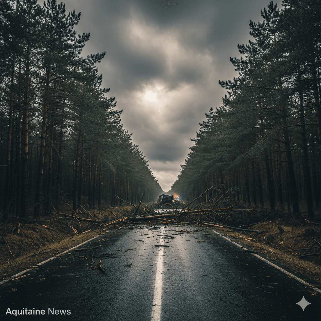 Tempête Nils : un chauffeur de poids lourd décède tragiquement dans les Landes suite à une chute de branche d’arbre